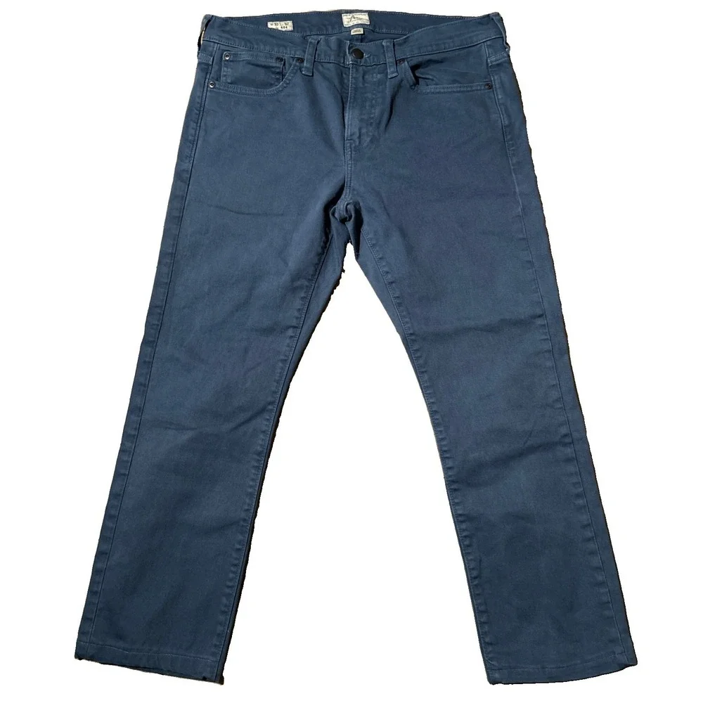 J.Crew Jeans Men's 33x32(34x26) Blue 484 Stretch Kurabo Denim Hemmed Tapered Leg